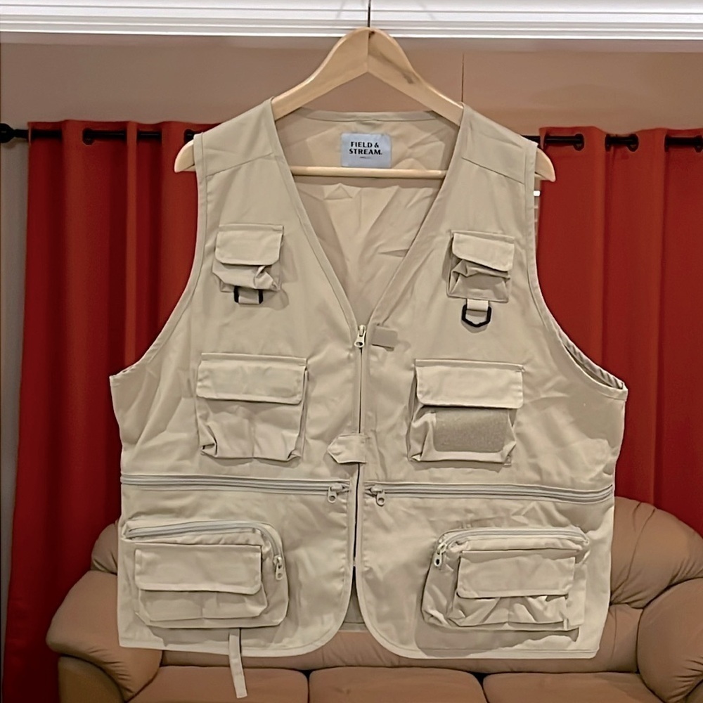 Field & Stream Fly Fishing Vest Multi Pocket Wading Vest Size XL Khaki Color